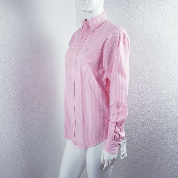 Ralph Lauren Tops - Ralph Lauren Polo Sport Country Club Pink Stripe Boyfriend Shirt On Trend Sz 4